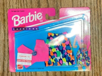 Mattel Barbie Fashions Mattel 68000-92 Pink Top & Multicolor Skirt on Card - Image 1 of 4