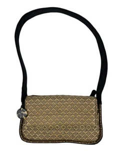 Marlo Purse Woven Rattan Handbag Tan Black Shoulder Bag with Charm - Picture 1 of 12