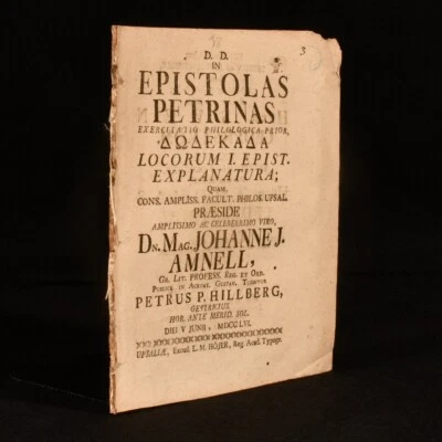 1756 Epistolas Petrinas Exercitatio Philologica Prior Petrus P. Hilberg Dm. M... - Image 1 of 4