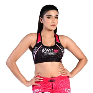  Roar Women Stretch Sports Bra Running Gym Yoga Padded Fitness Workout Top - Picture 1 of 28