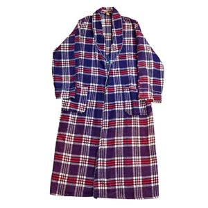 Vintage 50s Pilgrim Beacon Purple Red Plaid Blanket Robe Men’s Medium No Belt - Picture 1 of 11