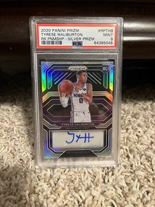 2020-21 Panini Prizm Tyrese Haliburton Rookie Penmanship Silver Prizm Auto PSA 9