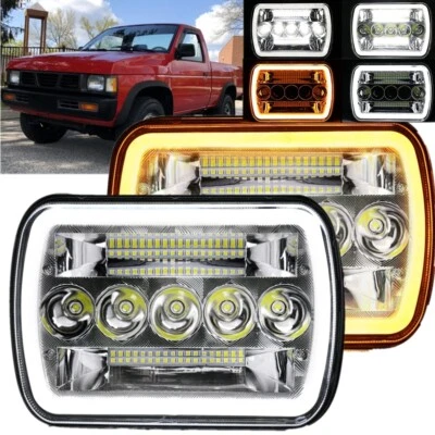 Pair 5x7 7x6“inch LED Headlights Hi-Lo Beam For Nissan Pickup Hardbody D21 NX - Imagem 1 de 4