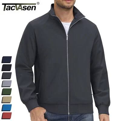 Men's Lightweight Bomber Jacket Full-Zip Casual Spring Fall Water-Resistant Coat - Image 1 of 4