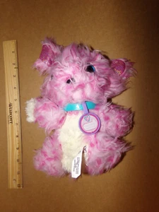 ELCH Scruff A Luvs rosa weiß HASE Kaninchen Glitzer Ohren 9" Fuzzy Plüschtier - Bild 1 von 3