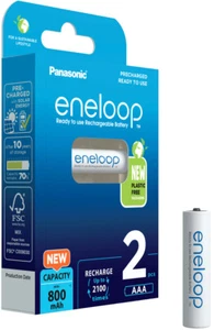 2x Panasonic Eneloop AAA Bateria Ni-MH Micro 1,2V DECT Telefony Accu HHR-55AAAB - Zdjęcie 1 z 4