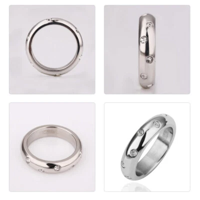 18K White Gold Plated Classic Elements Crystal Wedding Engagement Band Ring Gift - Image 1 of 4