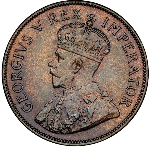1936 South Africa One Penny George V Penny NGC MS63 Brown, Pretoria mint Cover