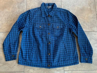 Jessica London Mujer Talla Grande 18W Azul Pata de Gallo Denim Chaqueta Camionero Foto 1 de 4