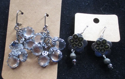 Две пары висячих черных и хрустальных сережек. Подарочная коробка - Изображение 1 из 4