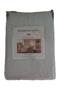 Hampton Luxury 100% cotton solid gray 500 T/C standard pillowcase set - Picture 1 of 4
