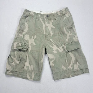 Vintage Chaps Cargo Shorts Men's 30 Green Camouflage Camo Faded Military Outdoor - Picture 1 of 11