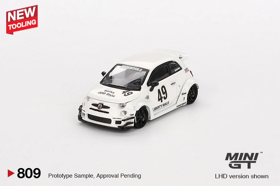 Mini GT #809 1/64 LB-FUNCIONA x Abas Works ABARTH 595 Gara Modelo Blanco Foto 1 de 3