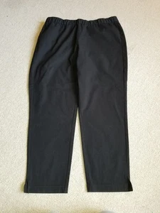 Womens Pants-EILEEN FISHER-black cotton stretch elastic waist pull on slim leg-L - Picture 1 of 4