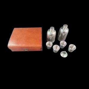 Vintage British Nobleman Pewterware Flachmann Set Tassen Trichter Leder Etui England - Bild 1 von 20