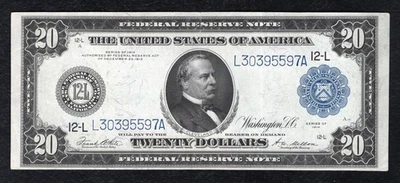 FR. 1011a 1914 $20 FRN FEDERAL RESERVE NOTE SAN FRANCISCO, CA EXTREMELY FINE - Image 1 of 2