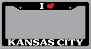 Black License Plate Frame "I Heart Kansas City" Auto Accessory 1498 - Picture 1 of 1