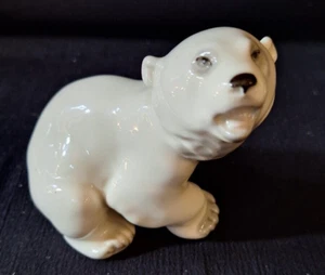 VINTAGE LOMONOSSOW EISBÄR JUNGES SITZEND KAISERREICH PORZELLAN - ROTE MARKE - RUSSLAND UDSSR - Bild 1 von 12