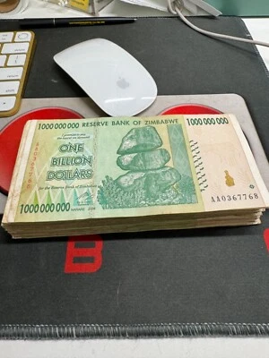 10 X Billetes de 1.000 millones de dólares de Zimbabwe, moneda circulada papel moneda mundial Foto 1 de 4