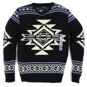 Polo Ralph Lauren Boys Native Pullover Crewneck Ski Sweater - Black, Blue, White - Picture 1 of 3