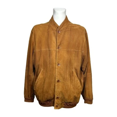 Vintage Gimo's Camel Suede Leather Jacket Button Bomber Men's Size XL - Image 1 of 4