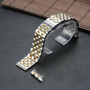 10-24mm Polished Stainless Steel Watch Band Strap Bracelet Straight+Curved End - Picture 1 of 13
