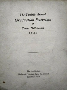 Programa de graduación escolar Wilmington Delaware Tower Hill 1932 - Imagen 1 de 4