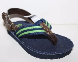 baby Gap NWT Boy's 6 7 8 9 Webbed Flip Flops Thong Sandals w/ Ankle Strap - Picture 1 of 6