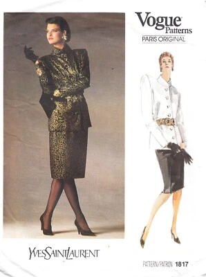 Vogue 1817 pattern rare Yves St Laurent jacket and skirt, uncut, size 12, 1980s - Image 1 of 2
