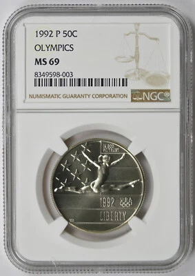 1992-P Olympics Gymnast Modern Commemorative Half Dollar 50C MS 69 NGC - Image 1 of 4