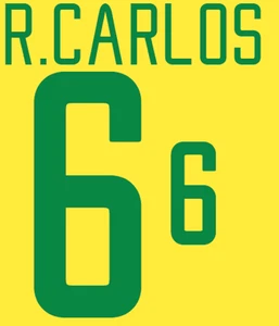 Brazil Roberto Carlos Nameset 02 Shirt Soccer Number Letter Heat Print Football - Picture 1 of 1