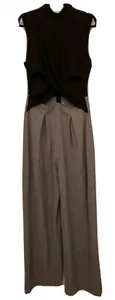 Xoxo Womens Black Gray Plaid Mock Neck, Wide Leg Jumpsuit. XXL. Flirty waist - Picture 1 of 12