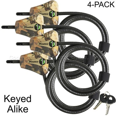 Master Lock-(4) Python Trail Camera Camouflage Cable Locks 8418KA4 CAMO 4-Pack  - Image 1 of 4