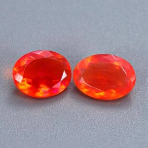 3.32Cts Natural Ethiopian Orange Opal Oval Cut PAIR 2PCS 11x8MM Loose Gemstone - Picture 1 of 3