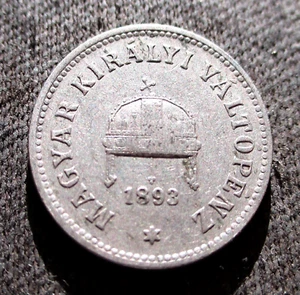 OLD COIN OF AUSTRIA-HUNGARY HABSBURG EMPIRE 10 FILLER 1893 FRANZ JOSEPH I - Picture 1 of 2