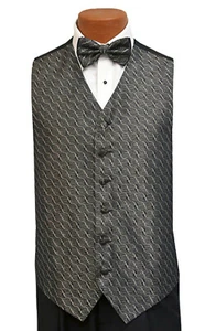 Men's Bill Blass Antique Gold Tuxedo Vest with Bow Tie Wedding Groom Prom - Picture 1 of 4