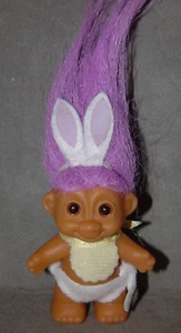 Troll Doll 2" Russ Standing Baby Easter Bunny Purple Hair - Picture 1 of 1