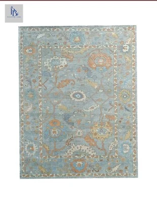 Oushak Exquisite Lt.Blue Hand-knotted Finest woolen rugs for living room - Image 1 of 4