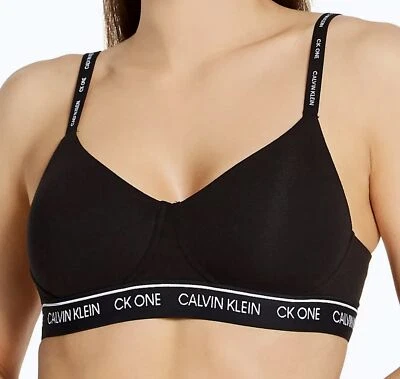 Sujetador bralette CALVIN KLEIN Archive Logo negro blanco ligeramente forrado para mujer talla M L Foto 1 de 4