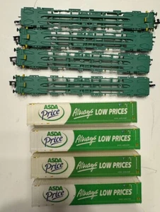 Lot Rake of 4 Graham Farish Asda Intermodal Bogie Wagon 45ft Containers N gauge - Picture 1 of 2