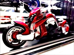 1/12 YAMAHA V-REX Tyrannosaurus Motorcycle Diecast Model Toy Sound&Light Red BOX - Picture 1 of 20
