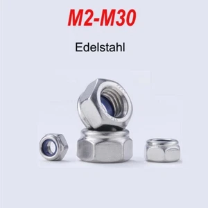 Sicherungsmutter Selbstsichernde Muttern DIN 985 Edelstahl A2 A4 M2 M2.5 M3-M30 - Picture 1 of 25