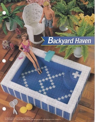 Fashion Doll Plastic Canvas BACKYARD HAVEN Jacuzzi Pool Pattern Instructions - Image 1 of 3