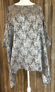 Eskandar 100 % Seide grau silber Bluse Seide 3/4 Ärmel Bateau Ausschnitt Tunika 0 US 6-8 - Bild 1 von 10