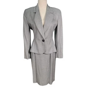 Vintage Christian Dior Women's Blazer Skirt Suit Houndstooth Size 12 Excellent - Picture 1 of 21