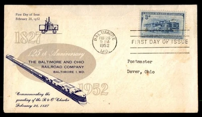 Mayfairstamps US FDC 1952 Balto and OH RR 125 Years First Day Cover aau_65719 - Image 1 of 2