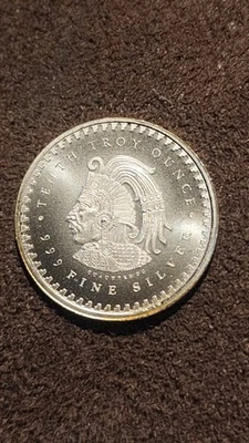 1/10th oz Aztec Calendar Silver Round .999 fine Silver Bullion 1 Troy Ounce - Image 1 of 2