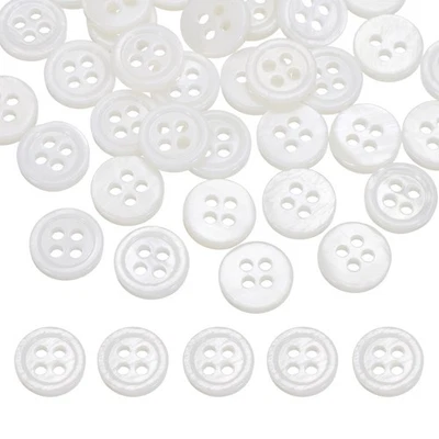 36Pcs Natural Shell Buttons,10mm 4 Holes Pearl Button,White - Image 1 of 4