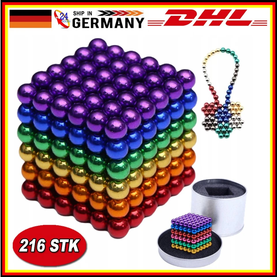 216 Tlg Magnet Neodym kugeln Technik Gadget Anti Stress Kugeln 5mm Magnete Bunt - Bild 1 von 4