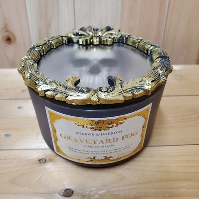 DW Homes Halloween Mirror Of Horrors Graveyard Fog Skull 3-Wick Scented Candle - Image 1 of 4